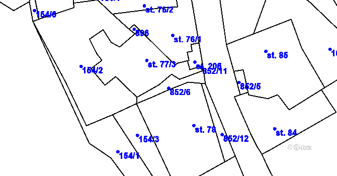 Parcela st. 852/6 v KÚ Drahobudice, Katastrální mapa