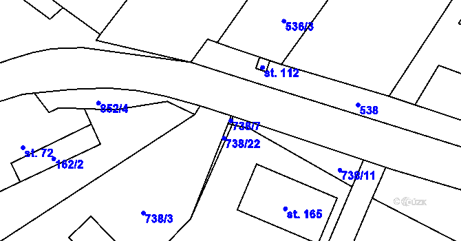 Parcela st. 738/7 v KÚ Drahobudice, Katastrální mapa