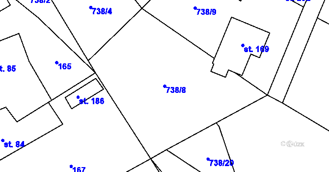 Parcela st. 738/8 v KÚ Drahobudice, Katastrální mapa