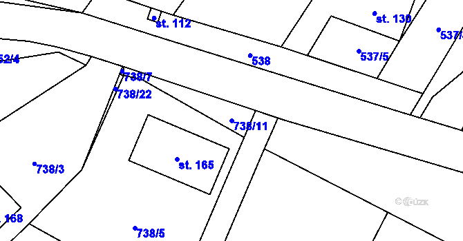 Parcela st. 738/11 v KÚ Drahobudice, Katastrální mapa