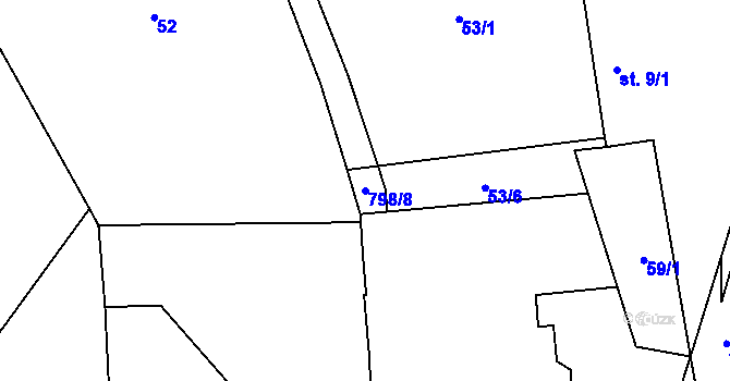 Parcela st. 798/8 v KÚ Drahobudice, Katastrální mapa