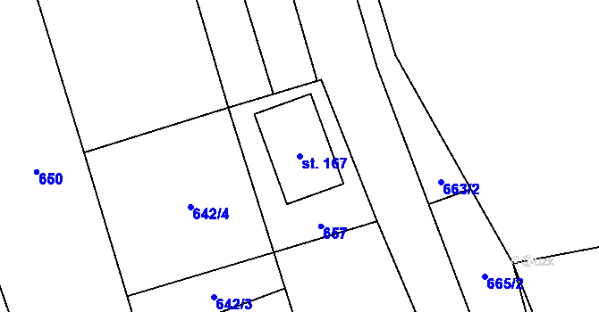 Parcela st. 167 v KÚ Drahobudice, Katastrální mapa