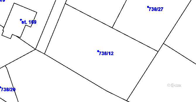 Parcela st. 738/12 v KÚ Drahobudice, Katastrální mapa