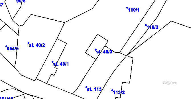 Parcela st. 40/3 v KÚ Drahobudice, Katastrální mapa