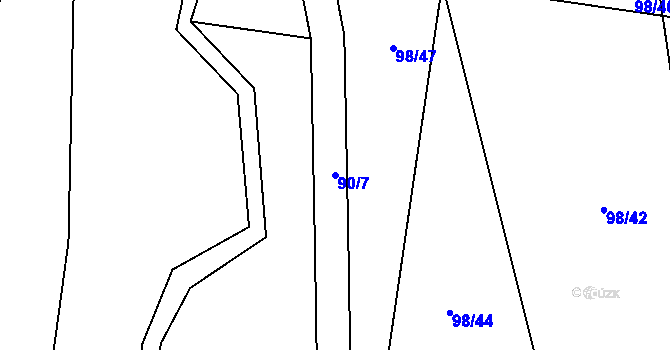 Parcela st. 90/7 v KÚ Drahobudice, Katastrální mapa