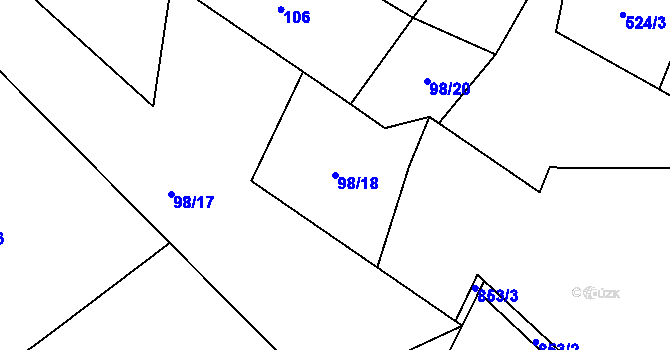 Parcela st. 98/18 v KÚ Drahobudice, Katastrální mapa