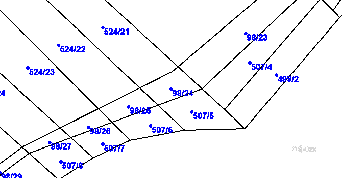 Parcela st. 98/24 v KÚ Drahobudice, Katastrální mapa