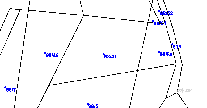 Parcela st. 98/41 v KÚ Drahobudice, Katastrální mapa
