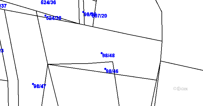 Parcela st. 98/48 v KÚ Drahobudice, Katastrální mapa