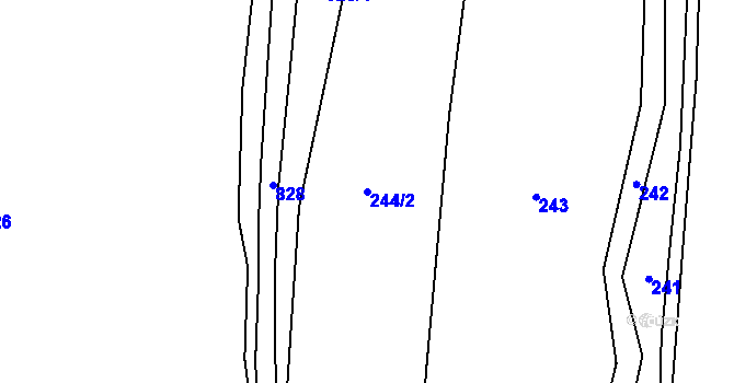 Parcela st. 244/2 v KÚ Drahobudice, Katastrální mapa