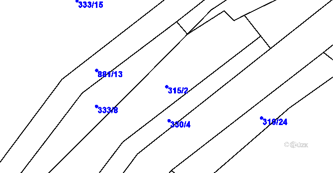 Parcela st. 315/2 v KÚ Drahobudice, Katastrální mapa