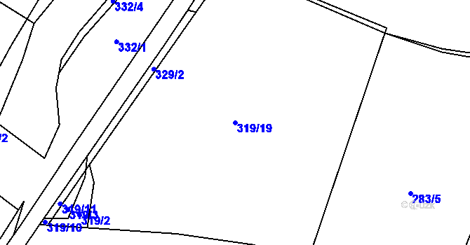 Parcela st. 319/19 v KÚ Drahobudice, Katastrální mapa