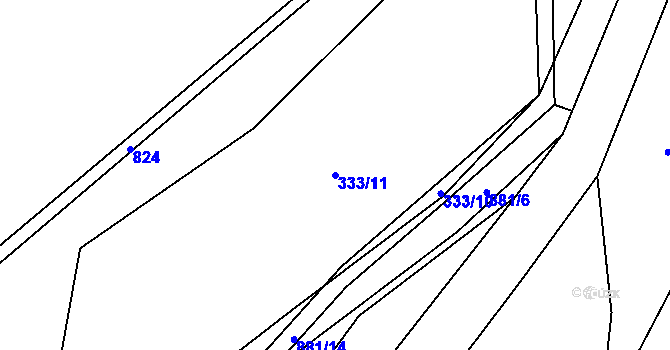 Parcela st. 333/11 v KÚ Drahobudice, Katastrální mapa