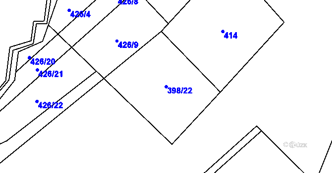 Parcela st. 398/22 v KÚ Drahobudice, Katastrální mapa