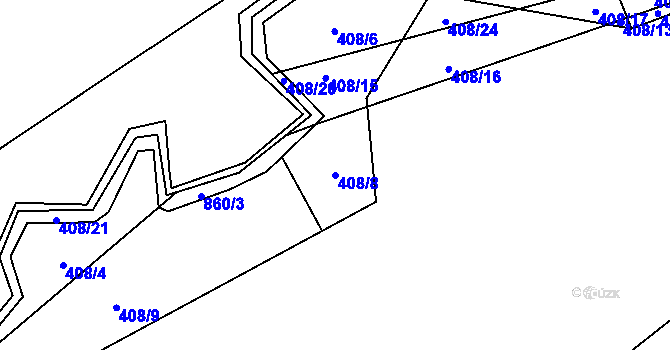 Parcela st. 408/8 v KÚ Drahobudice, Katastrální mapa