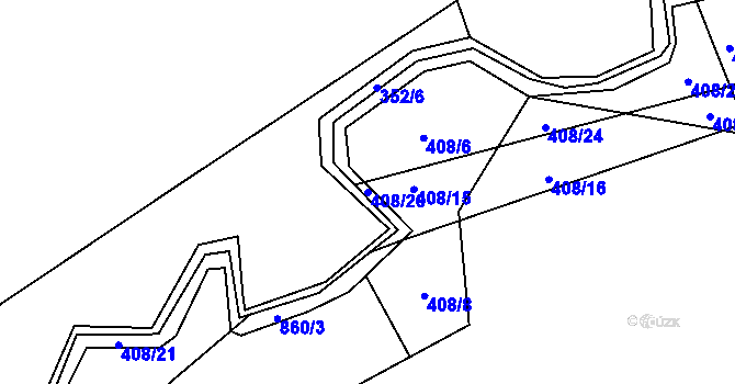 Parcela st. 408/20 v KÚ Drahobudice, Katastrální mapa