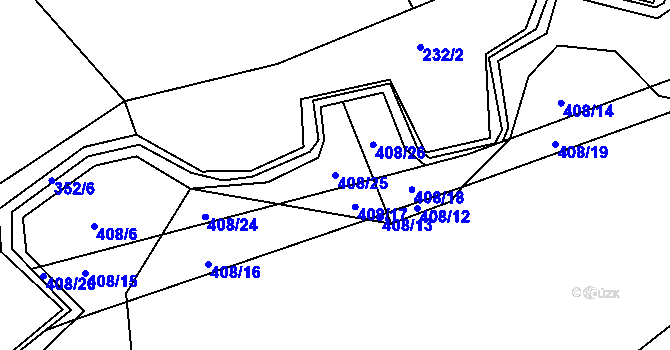 Parcela st. 408/25 v KÚ Drahobudice, Katastrální mapa