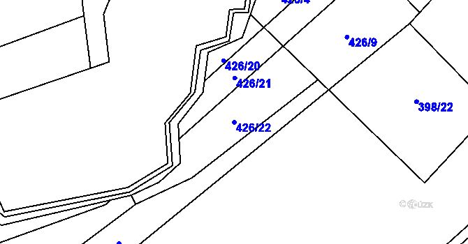 Parcela st. 426/22 v KÚ Drahobudice, Katastrální mapa