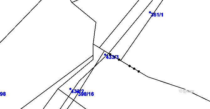 Parcela st. 433/3 v KÚ Drahobudice, Katastrální mapa