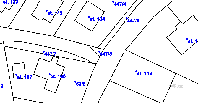 Parcela st. 447/8 v KÚ Drahobudice, Katastrální mapa
