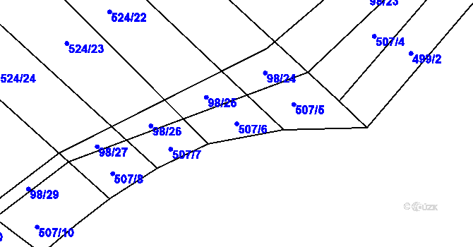 Parcela st. 507/6 v KÚ Drahobudice, Katastrální mapa