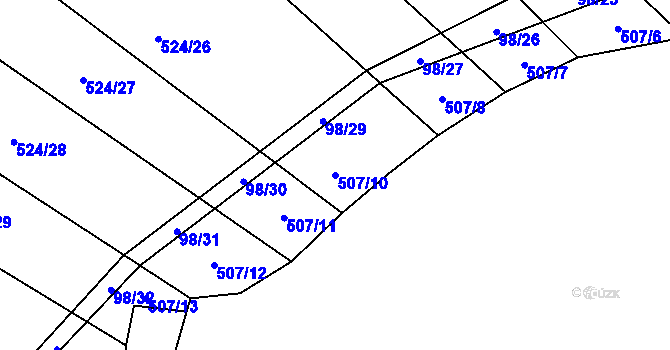 Parcela st. 507/10 v KÚ Drahobudice, Katastrální mapa