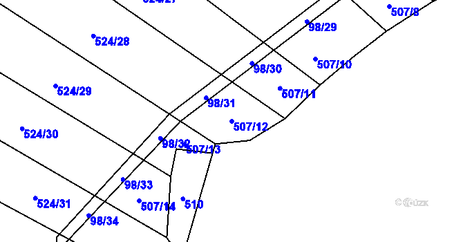Parcela st. 507/12 v KÚ Drahobudice, Katastrální mapa