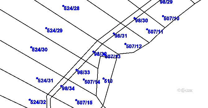 Parcela st. 507/13 v KÚ Drahobudice, Katastrální mapa