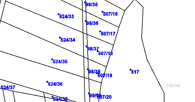Parcela st. 507/18 v KÚ Drahobudice, Katastrální mapa
