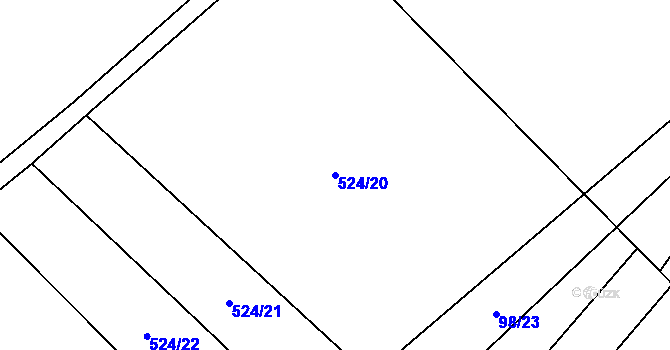 Parcela st. 524/20 v KÚ Drahobudice, Katastrální mapa
