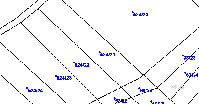 Parcela st. 524/21 v KÚ Drahobudice, Katastrální mapa
