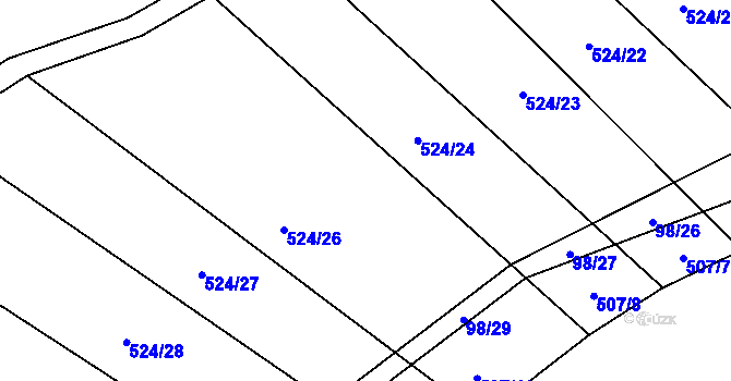 Parcela st. 524/25 v KÚ Drahobudice, Katastrální mapa