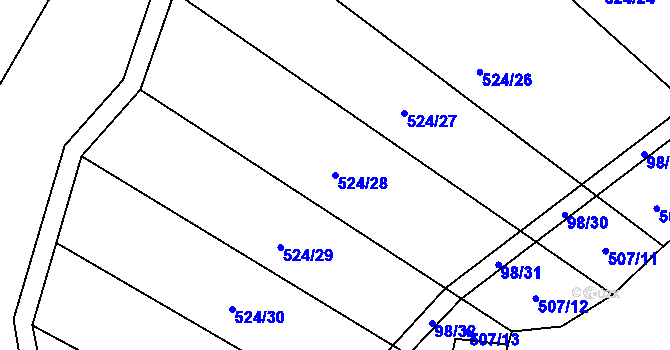 Parcela st. 524/28 v KÚ Drahobudice, Katastrální mapa