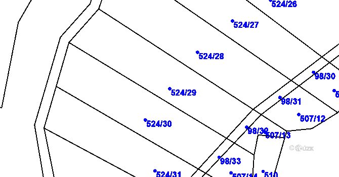 Parcela st. 524/29 v KÚ Drahobudice, Katastrální mapa
