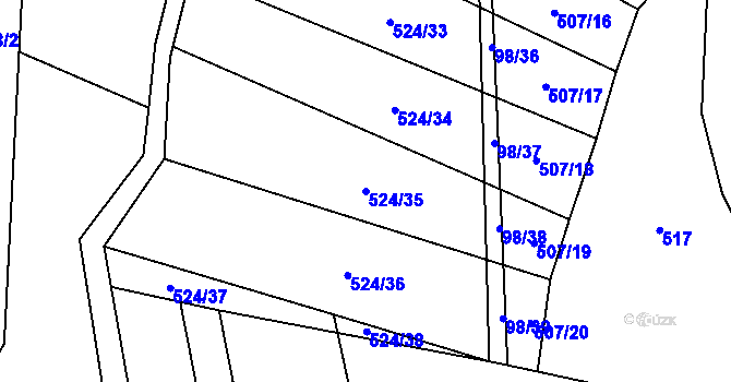 Parcela st. 524/35 v KÚ Drahobudice, Katastrální mapa