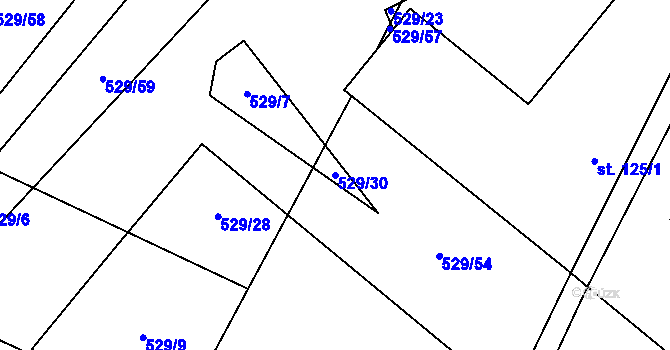 Parcela st. 529/30 v KÚ Drahobudice, Katastrální mapa