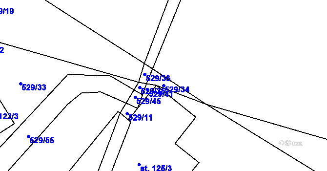 Parcela st. 529/34 v KÚ Drahobudice, Katastrální mapa