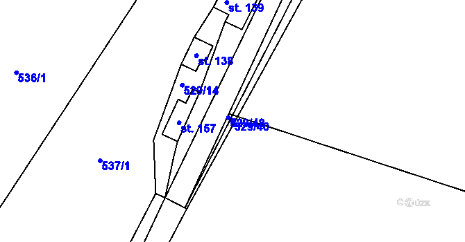 Parcela st. 529/40 v KÚ Drahobudice, Katastrální mapa