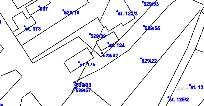 Parcela st. 529/42 v KÚ Drahobudice, Katastrální mapa
