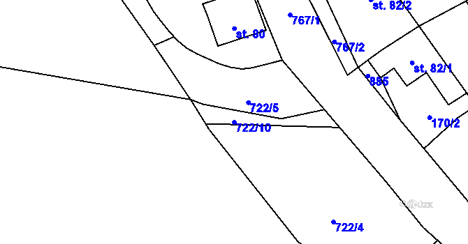 Parcela st. 722/10 v KÚ Drahobudice, Katastrální mapa