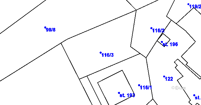 Parcela st. 116/3 v KÚ Drahobudice, Katastrální mapa