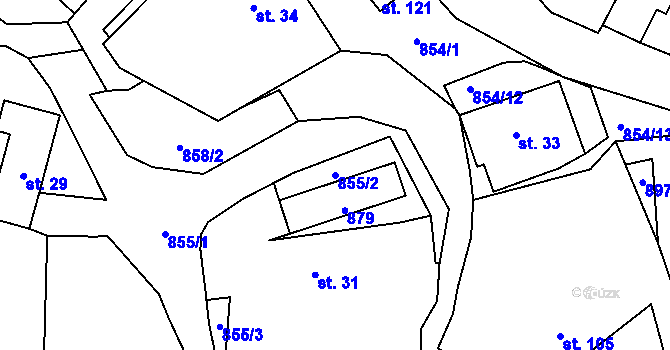 Parcela st. 855/2 v KÚ Drahobudice, Katastrální mapa