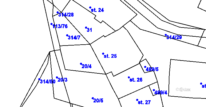 Parcela st. 25 v KÚ Horní Jelčany, Katastrální mapa