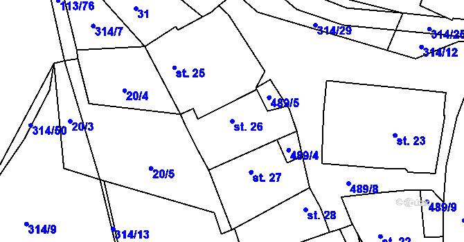 Parcela st. 26 v KÚ Horní Jelčany, Katastrální mapa