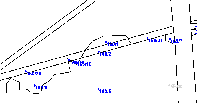 Parcela st. 160/2 v KÚ Horní Jelčany, Katastrální mapa