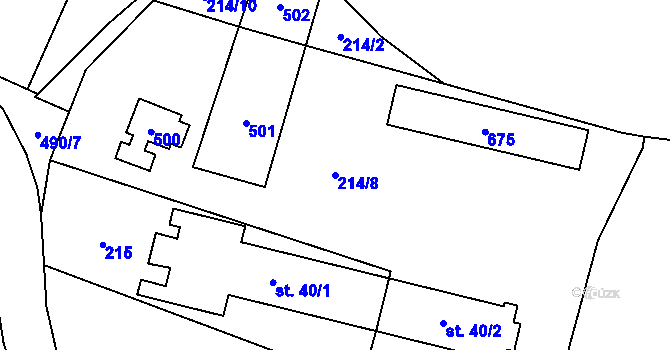 Parcela st. 214/8 v KÚ Horní Jelčany, Katastrální mapa