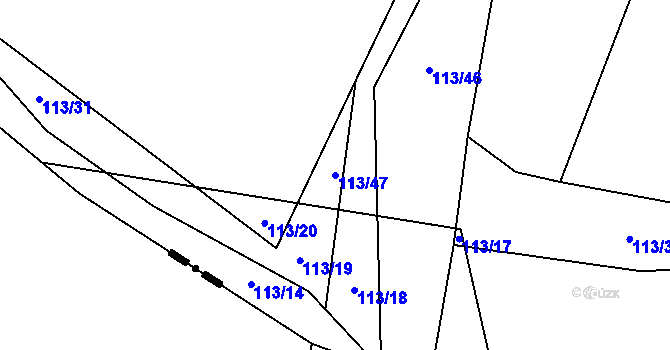 Parcela st. 113/47 v KÚ Horní Jelčany, Katastrální mapa