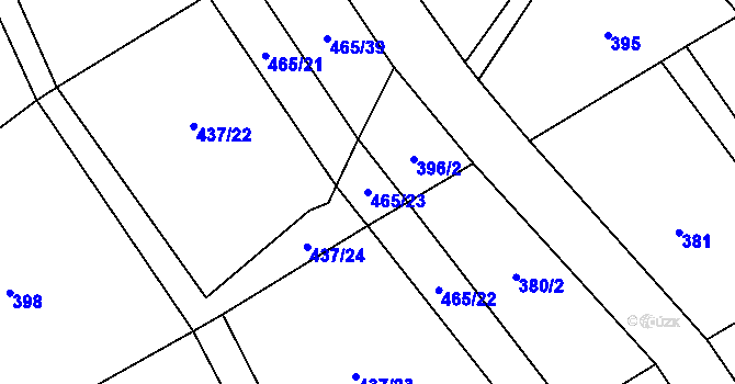 Parcela st. 465/23 v KÚ Břehoryje, Katastrální mapa