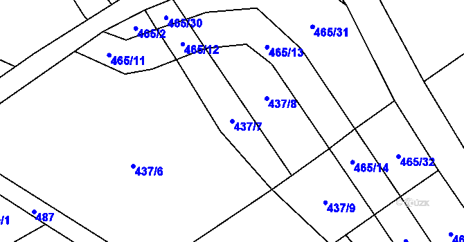 Parcela st. 437/7 v KÚ Břehoryje, Katastrální mapa