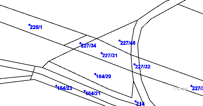 Parcela st. 227/31 v KÚ Břehoryje, Katastrální mapa